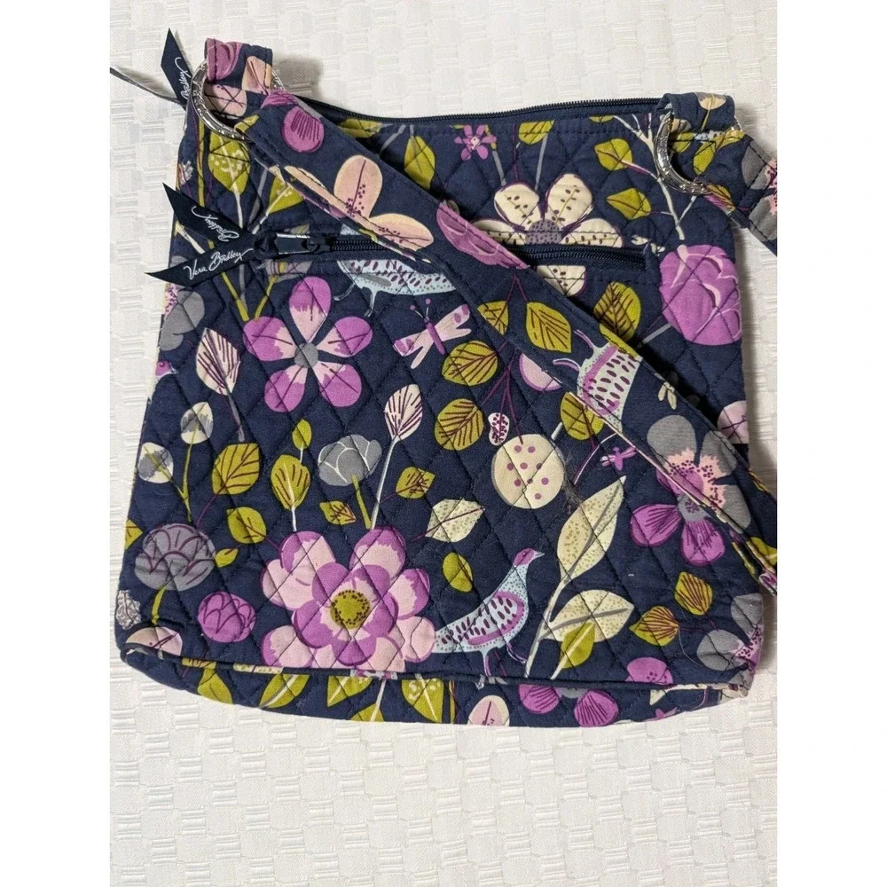 Vera Bradley Floral Nightingale Purple Crossbody Hipster Bag Beach Summer